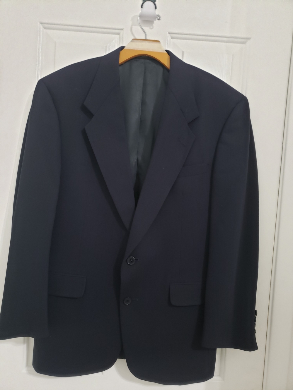 Calvin Klein Solid Black Pure Navy Classic Two-Button Blazer